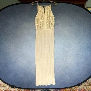 👗 Cloth & People Cream Floral Lace Maxi Dress